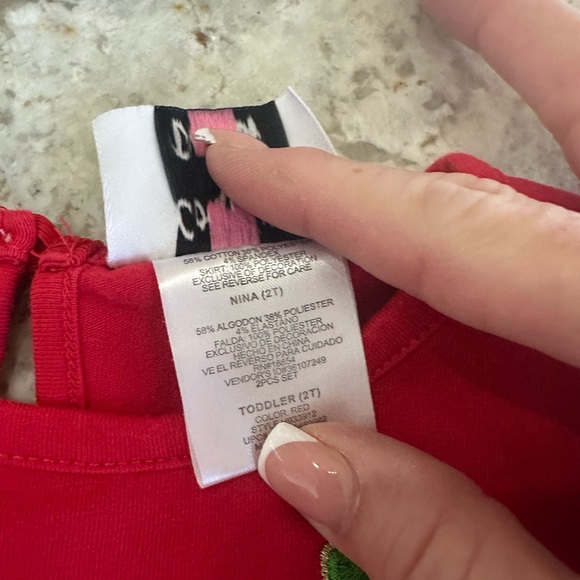 Counting Daises Red Reindeer Tutu Dress and Polka Dot Leggings Set - Picture 3 of 4